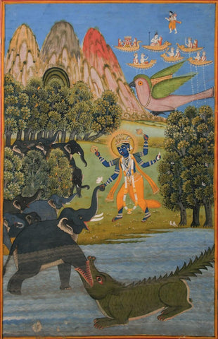 Indian Miniature Art - Bhagavata Purana - Large Art Prints by Kritanta Vala