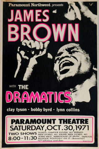 James Brown - Paramount Theatre 1971 - Vintage Music Concert Poster - Life Size Posters by Jacob George