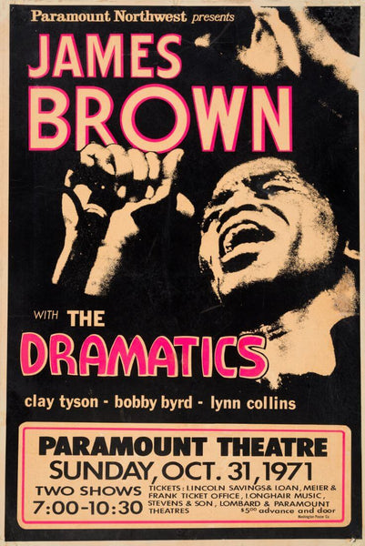 James Brown - Paramount Theatre (1971) - Vintage Music Concert Poster - Large Art Prints