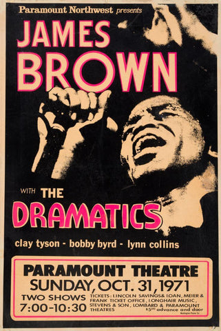 James Brown - Paramount Theatre (1971) - Vintage Music Concert Poster - Large Art Prints