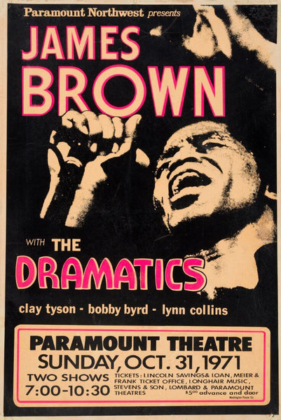 James Brown - Paramount Theatre (1971) - Vintage Music Concert Poster - Canvas Prints