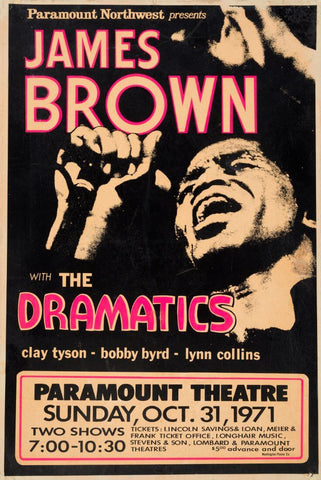 James Brown - Paramount Theatre (1971) - Vintage Music Concert Poster - Canvas Prints