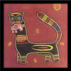 Set of 4 Jamini Roy Paintings - Tiger And Cub - Framed Canvas