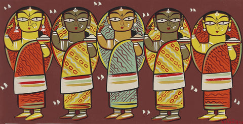 Jamini Roy - Five Women - Framed Prints