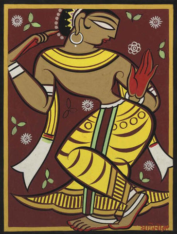 Yellow Gopini - Posters by Jamini Roy