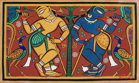 Krishna and Balaram by Jamini Roy