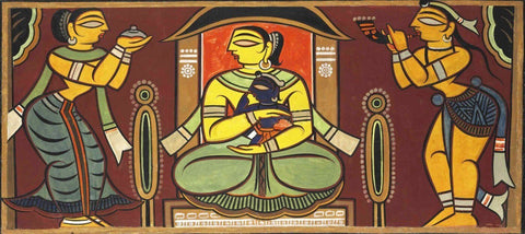 Yashodara and Krishna - Canvas Prints by Jamini Roy