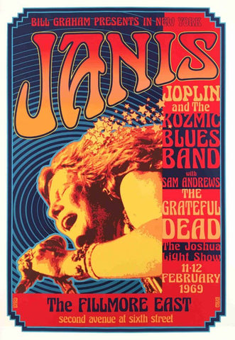 Janis Joplin - Fillmore East 1969 - Vintage Rock Concert Poster - Framed Prints