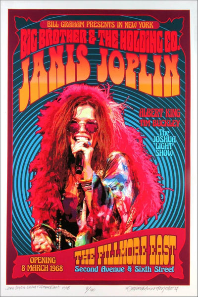 Janos Joplin 1968 Concert Poster II - Tallenge Vintage Rock Music Collection - Framed Prints