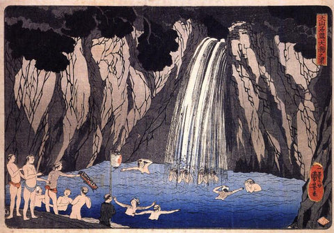 Pilgrims In The Waterfall - Posters by Utagawa Kuniyoshi
