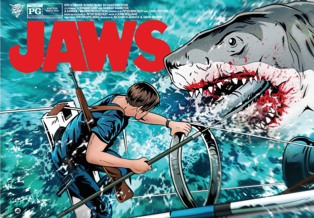 Jaws Roy Scheider Hollywood Movie Fan Art Poster By Movie Posters Jaws roy scheider hollywood movie fan art poster by movie posters