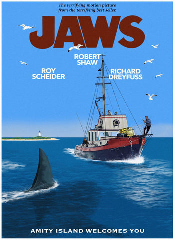 Jaws - Steven Spielberg - Hollywood Movie Art Poster by Movie Posters