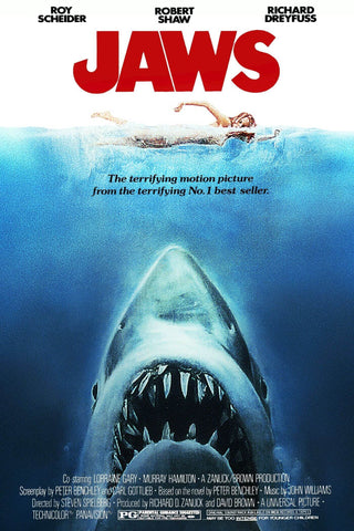 Jaws - Steven Spielberg - Hollywood English Movie Poster - Art Prints by Ryan