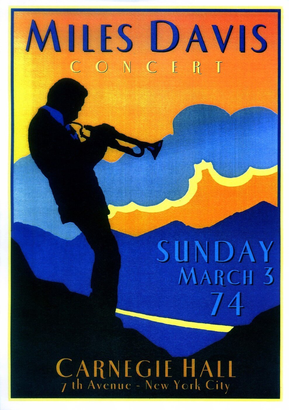 Jazz Legends - Miles Davis Concert Poster Carnegie Hall 1974