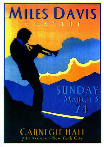 Jazz Legends - Miles Davis Concert Poster Carnegie Hall 1974 - Tallenge Music Collection - Large Art Prints by Bethany Morrison