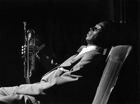 Jazz Legends - Miles Davis Resting Backstage At Shrine Auditorium 1950 - Tallenge Music Collection - Large Art Prints by Stephen Marks