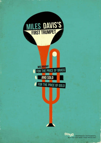 Jazz Legends - Miles Davis Trumpet Advertisement - Tallenge Music Collection - Large Art Prints by Bethany Morrison