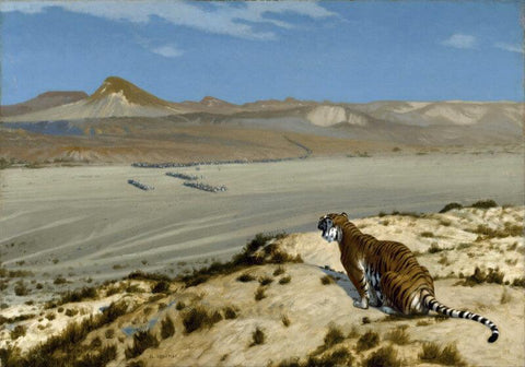 Tiger On The Watch - Large Art Prints by Jean Leon Gerome