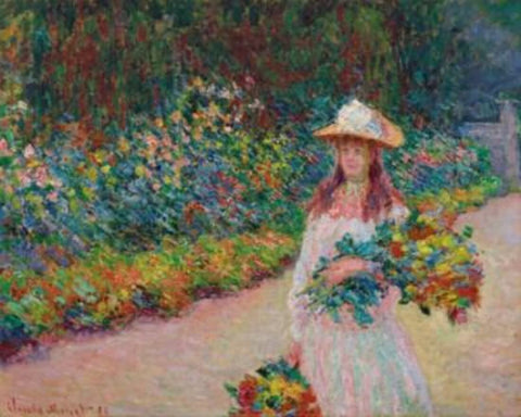Jeune Fille Dans Le Jardin De Giverny by Claude Monet