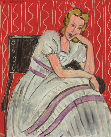 Young Woman Sitting In Gray Dress (Jeune Femme Assise En Robe Grise) – Henri Matisse Painting by Henri Matisse