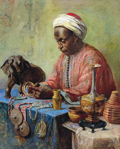 Jewelry Maker - Gyula Tornai - Orientalist Art Painting - Canvas Prints by Gyula Tornai