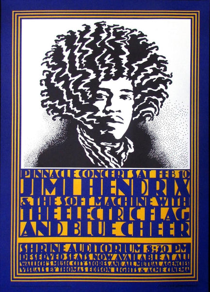 Jimi Hendrix Live At Shrine Auditorium Music Concert Poster - Tallenge Vintage Rock Music Collection - Framed Prints