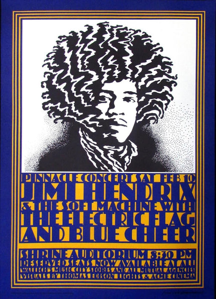 Jimi Hendrix Live At Shrine Auditorium Music Concert Poster - Tallenge Vintage Rock Music Collection - Large Art Prints