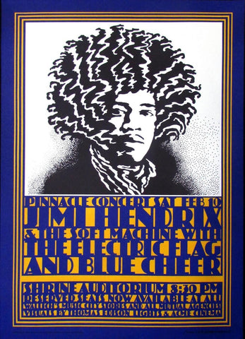 Jimi Hendrix Live At Shrine Auditorium Music Concert Poster - Tallenge Vintage Rock Music Collection - Life Size Posters by Tallenge Store