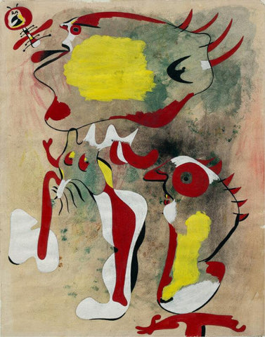 Two Figures And A Dragonfly ( Deux personnages Et Une Libellule ) - Canvas Prints by Joan Miro