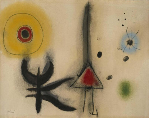 Woman And Bird In The Night - (Femme Et Oiseau Dans La Nuit) - Life Size Posters by Joan Miro