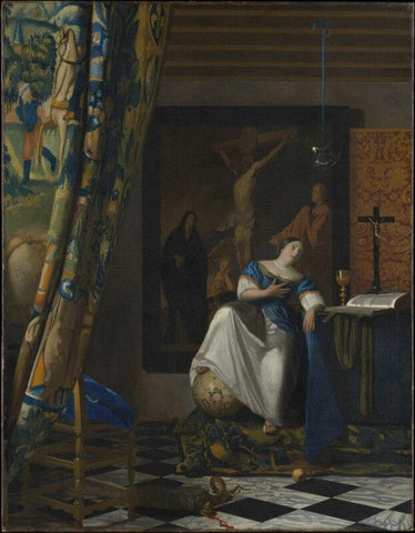 Allegory Of The Catholic Faith - Large Art Prints by Johannes Vermeer