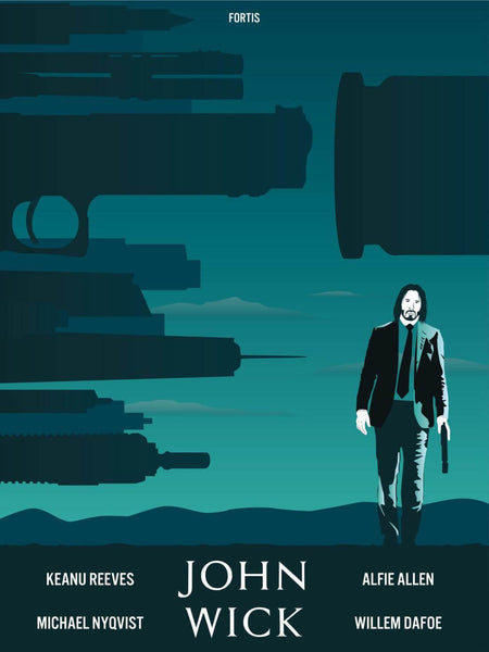 John Wick - Keanu Reeves - Hollywood English Action Movie Graphic Fan Art Poster - Framed Prints