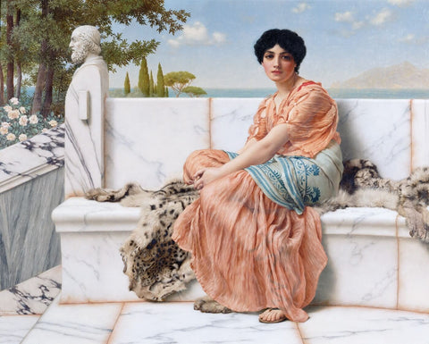 In The Days Of The Sappho (Reverie) - Canvas Prints by John William Godward