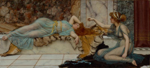 Mischief And Repose - Large Art Prints by John William Godward
