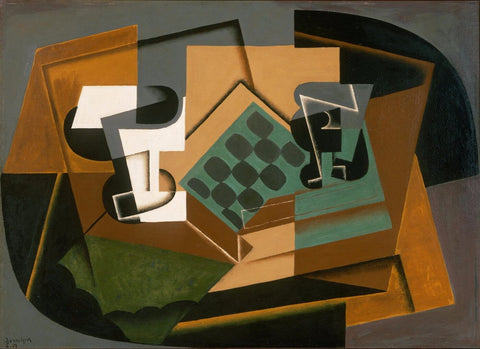 Chessboard, Glass, And Dish by Juan Gris