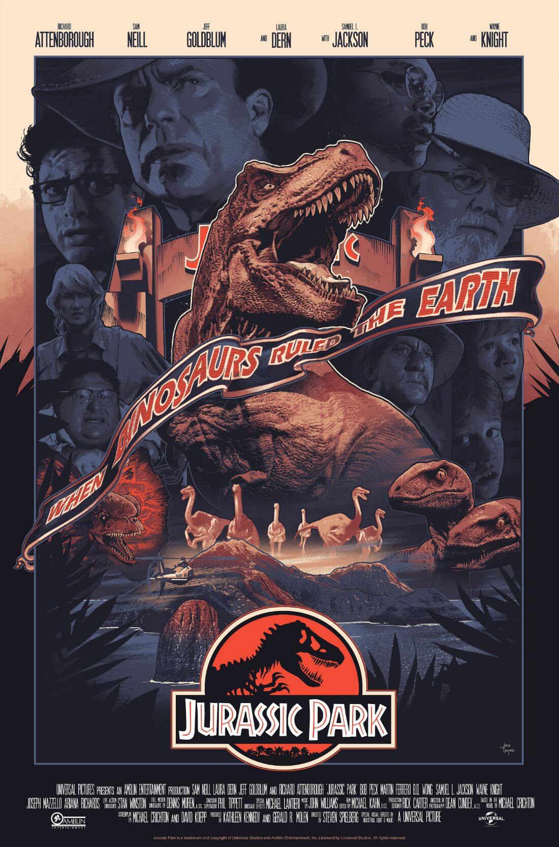 Jurassic Park - Hollywood Movie Art Poster - Art Prints by Movie Posters, Buy Posters, Frames, Canvas & Digital Art Prints
