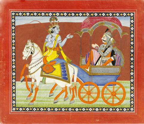 Krishna And Arjuna In A Chariot - Gita Govinda - Kangra School by Tallenge Store