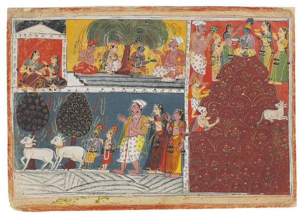 Krishna And The Gopis Worship At Mount Govardhan - Mewar school - Life Size Posters