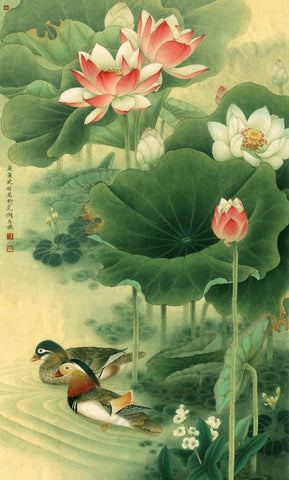 Chinese Traditional Painting - Water Lily & Lotus by Wu Guanzhong