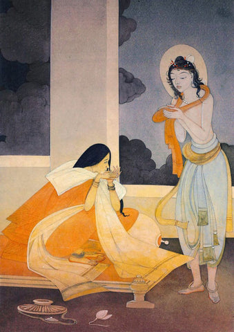 Kala Kshetram (Geetha Govinda) - Kshitindranath Mazumdar – Bengal School of Art - Indian Painting - Art Prints by Kshitindranath Majumdar