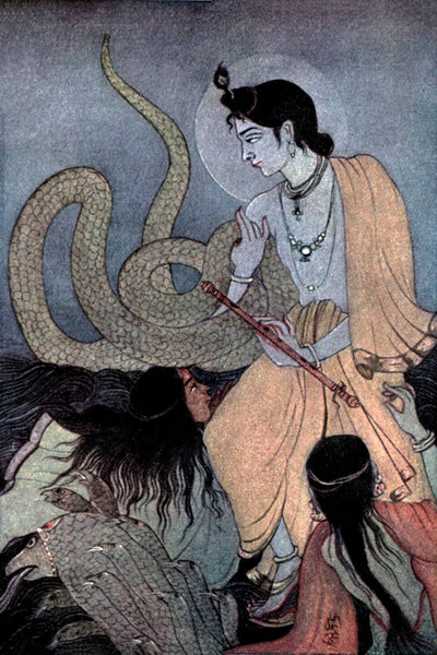 Kaliya Daman (Krishna) - Kshitindranath Mazumdar – Bengal School of Art  - Indian Painting - Canvas Prints