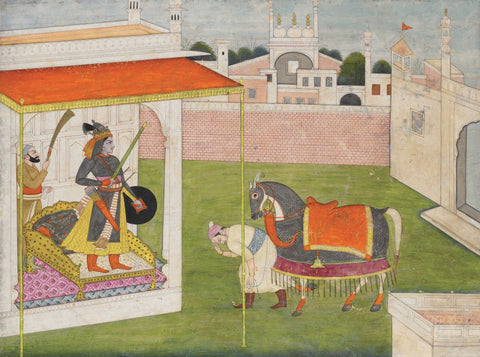 Kalki Avatara, The Horse Incarnation Of Vishnu - C.1820 - Vintage Indian Miniature Art Painting - Posters by Miniature Vintage