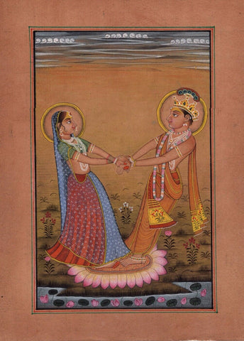 Indian Miniature Art - Kangra Painting - Krishna Radha - Life Size Posters by Kritanta Vala