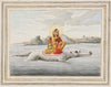 Two Company School Watercolours Of Kartikeya And Ganga - C.1820 -  Vintage Indian Miniature Art Painting - Life Size Posters