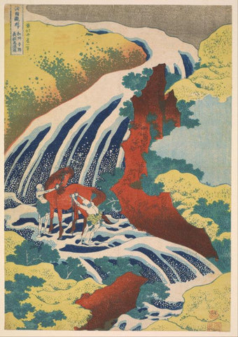 Yoshitsune Falls From The Series Famous Waterfalls In Various Provinces - Framed Prints by Katsushika Hokusai