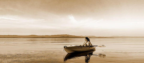 Kayaking in The Ocean - Calm - Sepia - Art Prints by Alain