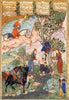 Khusraw Sees Shirin Bathing - Islamic Miniature Painting - Framed Prints