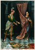 Kichaka Making Indecent Proposals to Draupadi  - Raja Ravi Varma Chromolithograph Print - Vintage Indian Mahabharat Painting - Art Prints