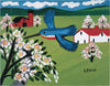 Kingfisher and Apple Blossom - Maud Lewis - Folk Art Bird Painting - Canvas Prints