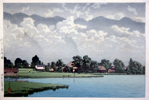 Kisaki Lake in Shinshu - Kawase Hasui - Japanese Okiyo Masterpiece by Kawase Hasui